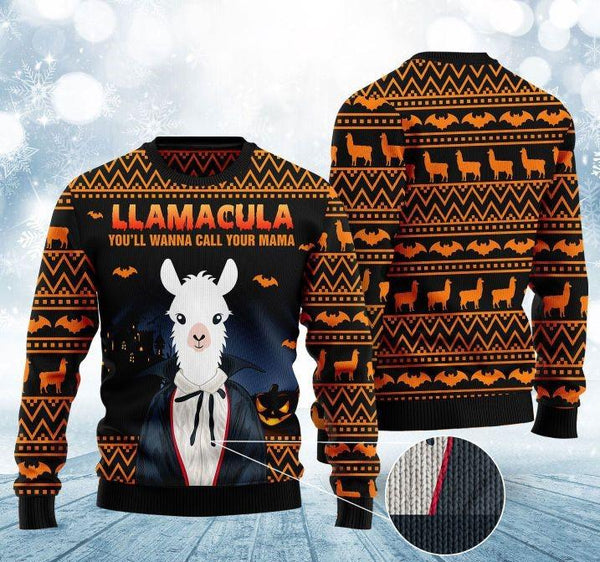 Halloween Llama You'll Wanna Call Me Your Mama Ugly Christmas Sweater | Adult | US1655