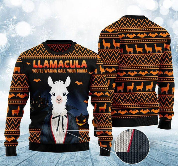 Halloween Llama You'll Wanna Call Me Your Mama Ugly Christmas Sweater | Adult | US2599