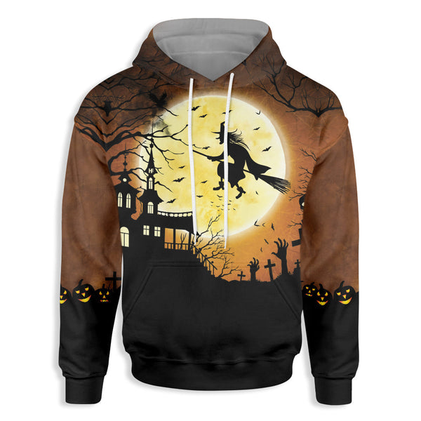 Halloween Night Flying Witch Over A Castle 3D All Over Print | For Men & Women | Adult | HP2038-BehighStyle