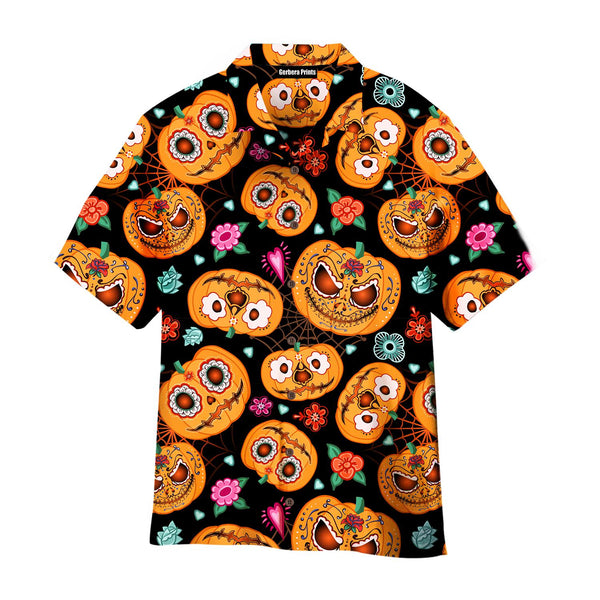 Halloween Pumkin In Spider Pattern Aloha Hawaiian Shirts For Men & For Women | WT7426