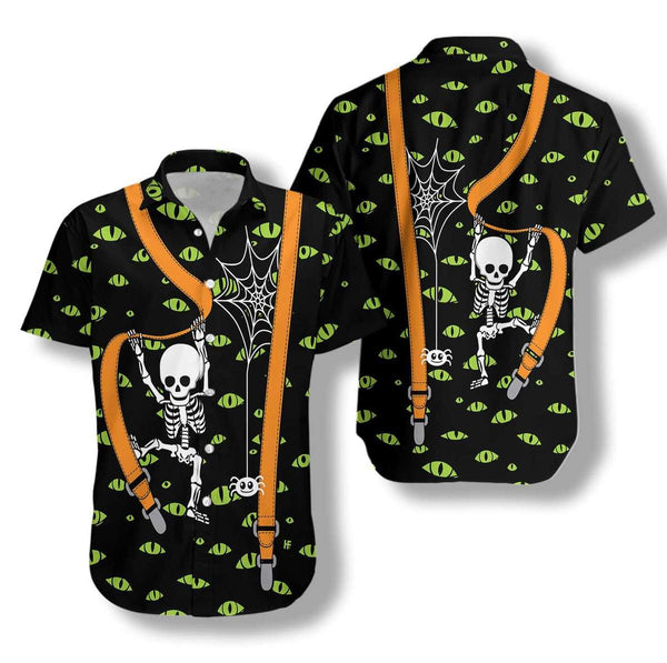 Halloween Skeleton And Monster Eyes Hawaiian Shirt | HW2958
