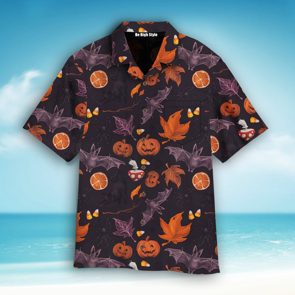 Halloween Spooky Pumpkin Hawaiian Shirt With Pocket| SP1055