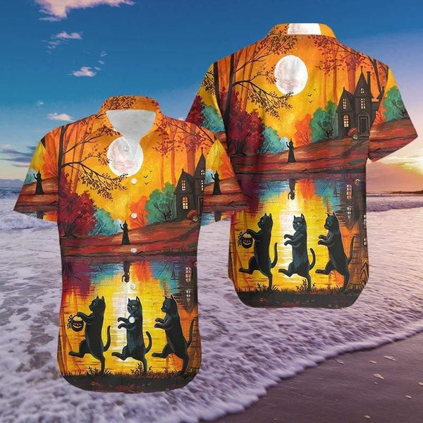 Halloween Walking Cat Hawaiian Shirt | For Men & Women | HW2809-BehighStyle