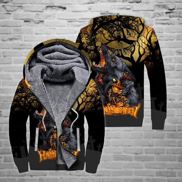 Halloween Wolf Fleece Zip Hoodie All Over Print | FZ359