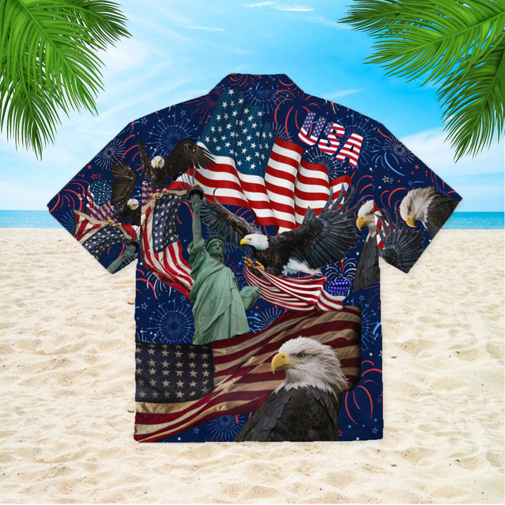 Happy 4th July Independence Day God Bless America Eagle Hawaiian Shirt | For Men & Women | HW302-BehighStyle