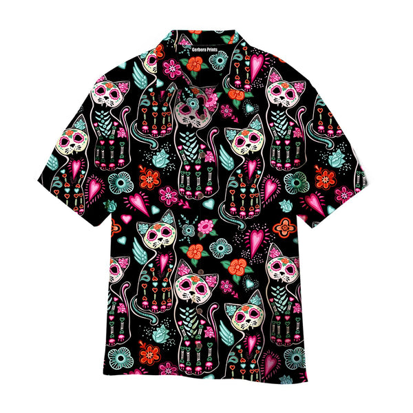 Happy Day Of The Dead Cats Aloha Hawaiian Shirts For Men & For Women | WT7425