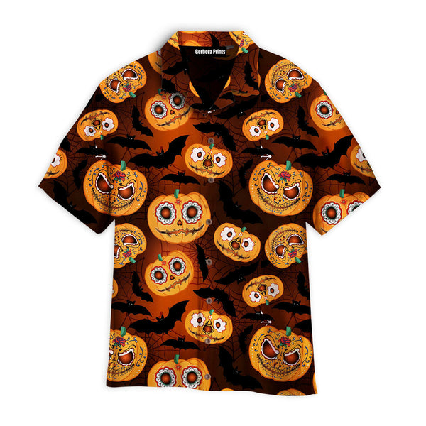 Happy Halloween Pumkins Pattern Aloha Hawaiian Shirts For Men & For Women | WT7427