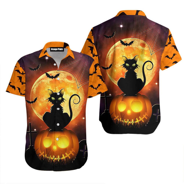 Happy Halloween With Black Cat Hawaiian Shirt | For Men & Women | HW2636-BehighStyle