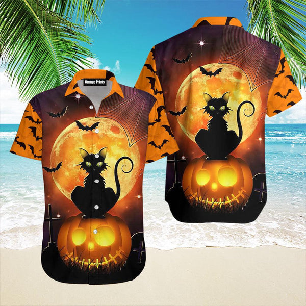 Happy Halloween With Black Cat Hawaiian Shirt | For Men & Women | HW2636-BehighStyle