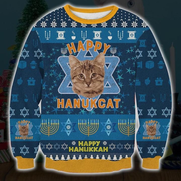 Happy Hanukcat Ugly Christmas Sweater | For Men & Women | Adult | US1410-BehighStyle