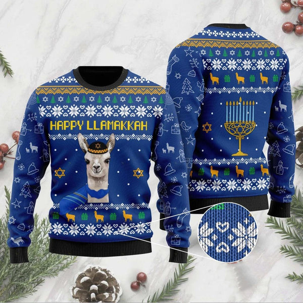 Happy Llamakkah Ugly Christmas Sweater | Adult | US2505