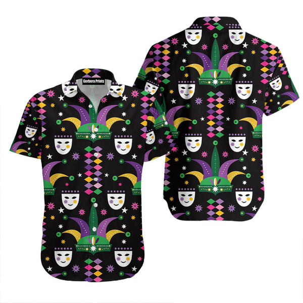 Happy Mardi Gras Carnival Pattern Aloha Hawaiian Shirts For Men & For Women | WT7429