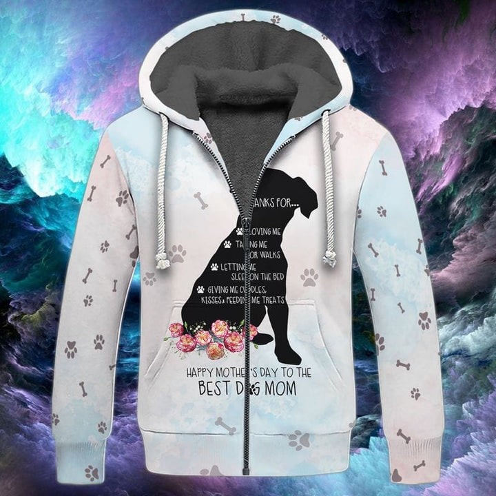 Happy Mother's Day To Dog Mom Fleece Zip Hoodie All Over Print | For Men & Women | FZ186-BehighStyle