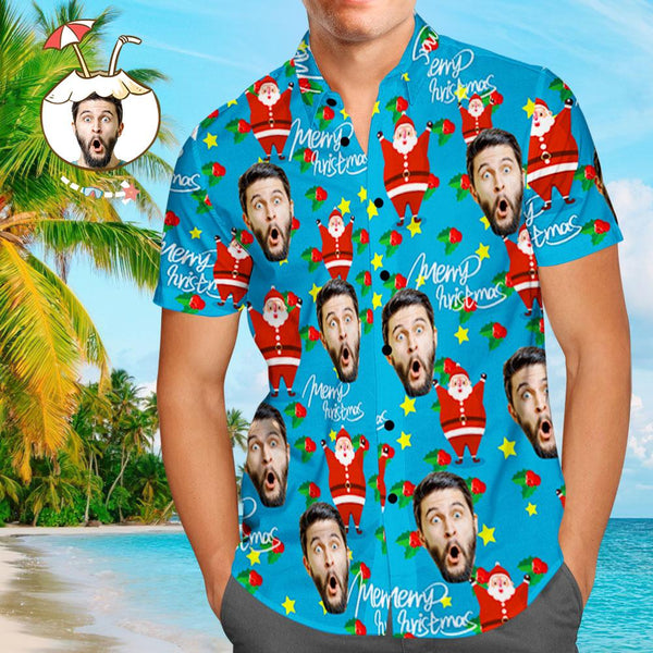 Happy Santa Custom Photo Hawaiian Shirt | P189