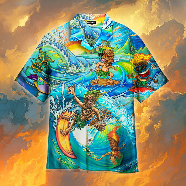 Happy Surfing Day With Tiki Bar Hawaiian Shirt | For Men & Women | HW2141-BehighStyle