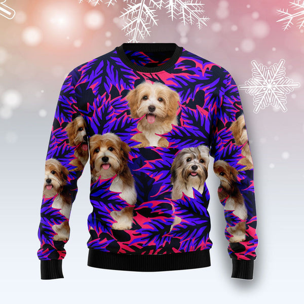 Havanese Leaves Ugly Christmas Sweater | For Men & Women | Adult | US1434-BehighStyle