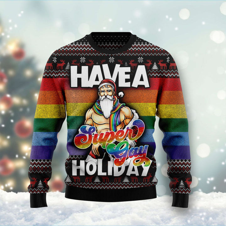 Have A Super Gay Holiday Ugly Christmas Sweater | For Men & Women | Adult | US1017-BehighStyle