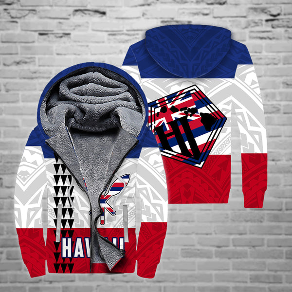Hawaii Flag Polynesian Fleece Zip Hoodie All Over Print | FZ307