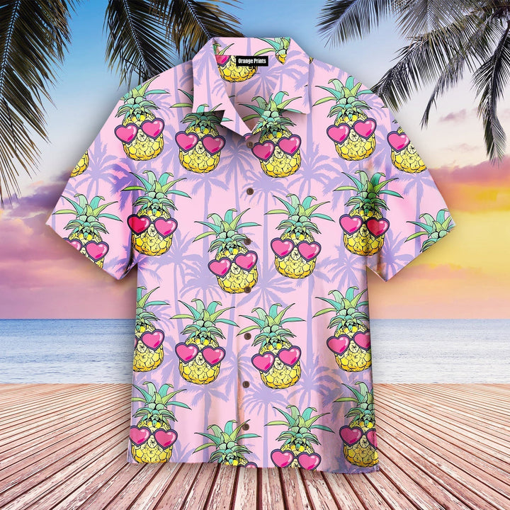 Heart Glass Funny Pineapple Tropical Aloha Hawaiian Shirt | For Men & Women | HW752-BehighStyle