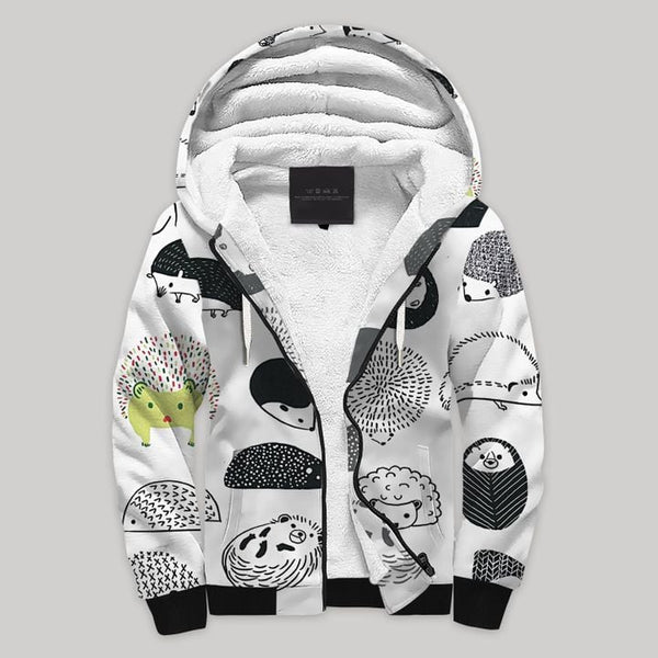 Hedgehog Blanke Fleece Zip Hoodie All Over Print | FZ650
