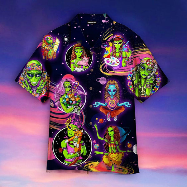 Hippie Alien Hawaiian Shirt | For Men & Women | HW4745-BehighStyle