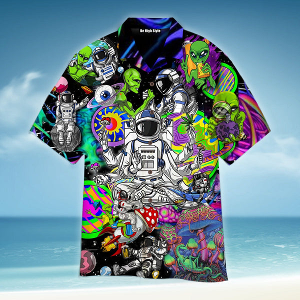 Hippie Astronaut And Alien Hawaiian Shirt With Pocket| SP1026