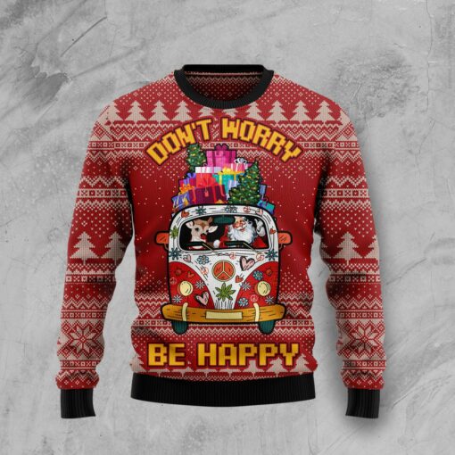 Hippie Car Santa Claus Ugly Christmas Sweater | Adult | US1671