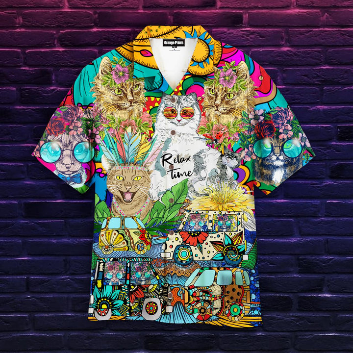 Hippie Cats Peace Life Color Aloha Hawaiian Shirt | For Men & Women | HW655-BehighStyle