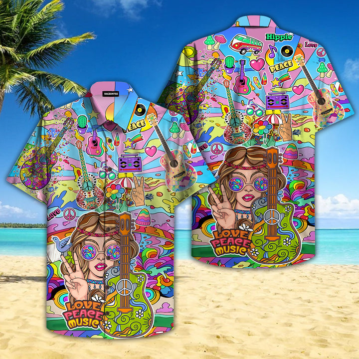 Hippie Guitar Hawaiian Shirt | For Men & Women | HW2465-BehighStyle