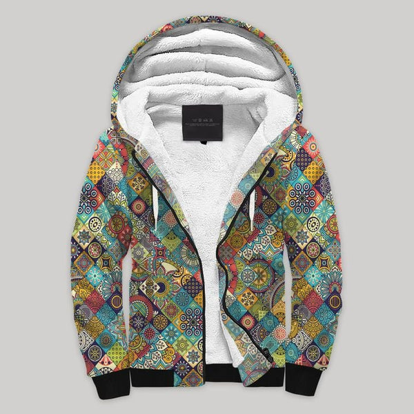 Hippie Mandala Fleece Zip Hoodie All Over Print | FZ715