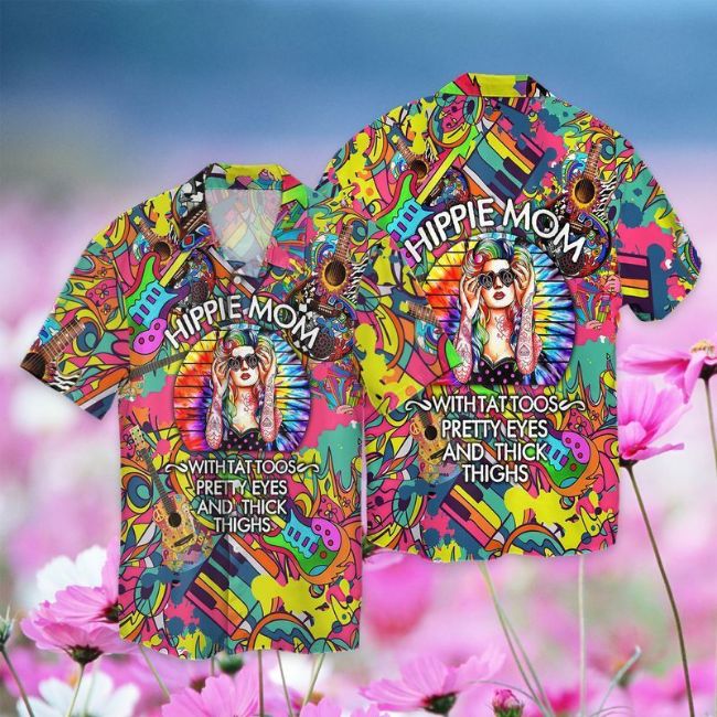 Hippie Mom With Tattoos Pretty Eyes And Think Things Hawaiian Shirt | For Men & Women | HW2368-BehighStyle