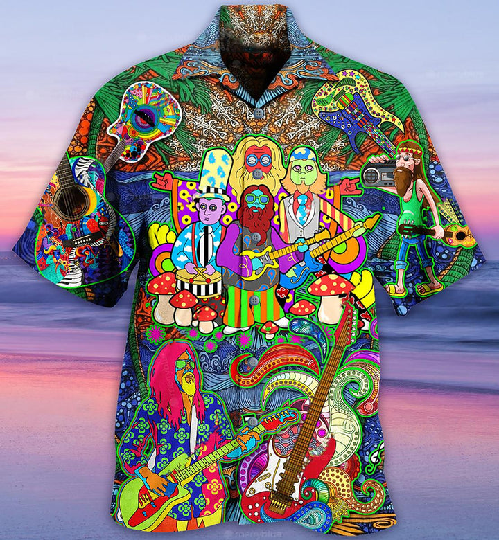 Hippie Music Electric Guitar Peace Life Hawaiian Shirt | For Men & Women | HW1643-BehighStyle