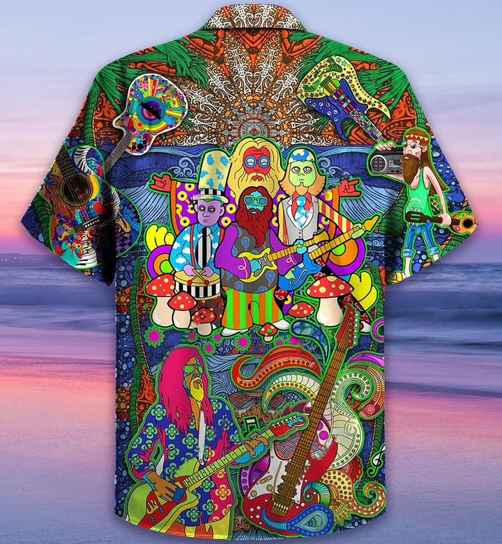 Hippie Music Electric Guitar Peace Life Hawaiian Shirt | For Men & Women | HW1643-BehighStyle