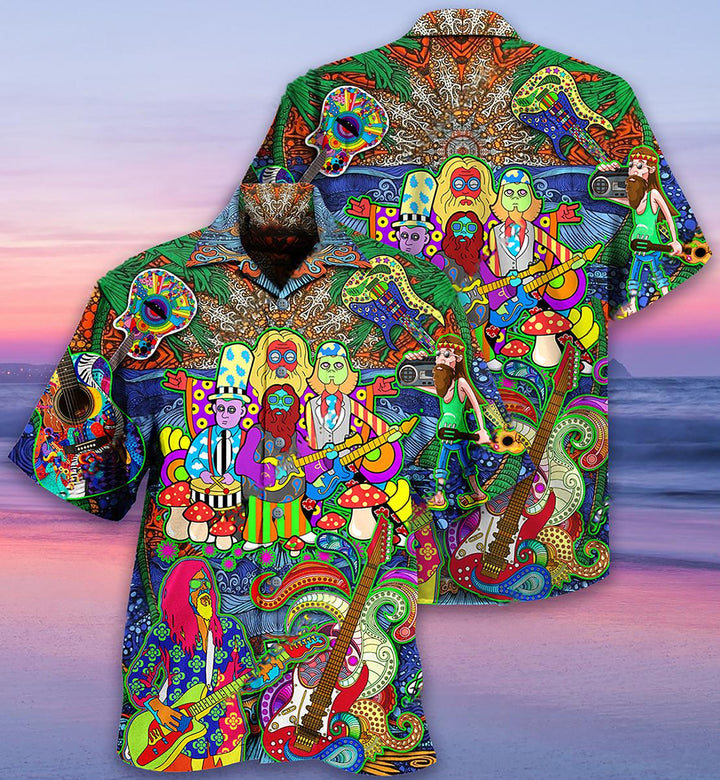 Hippie Music Electric Guitar Peace Life Hawaiian Shirt | For Men & Women | HW1643-BehighStyle