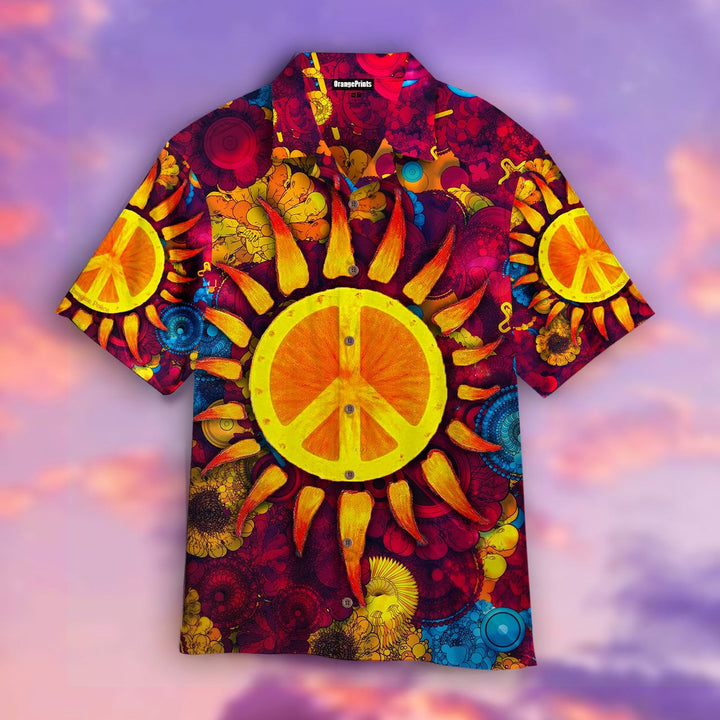 Hippie Peace Sign With SunFlower Hawaiian Shirt | For Men & Women | HW1757-BehighStyle