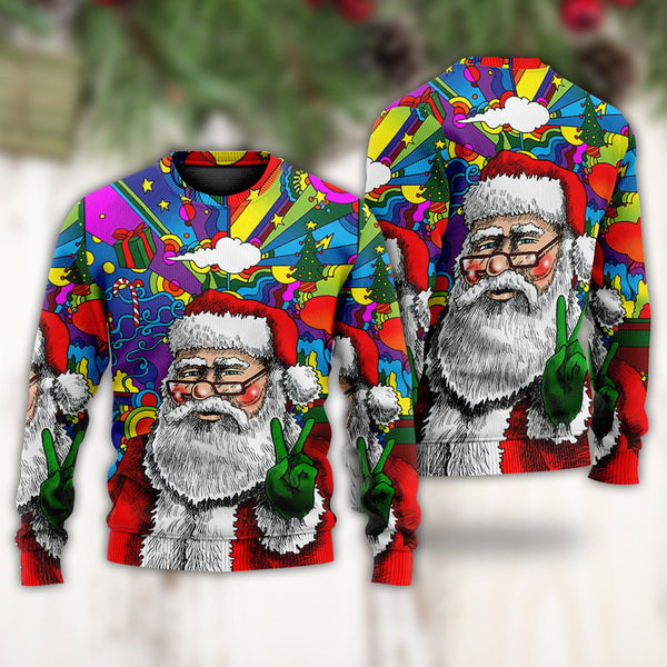 Hippie Santa Claus Christmas Ugly Christmas Sweater | Adult | US2293