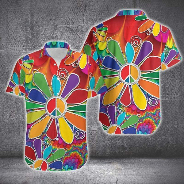 Hippie Tie Dye Flower Hawaiian Shirt | For Men & Women | HW1463-BehighStyle