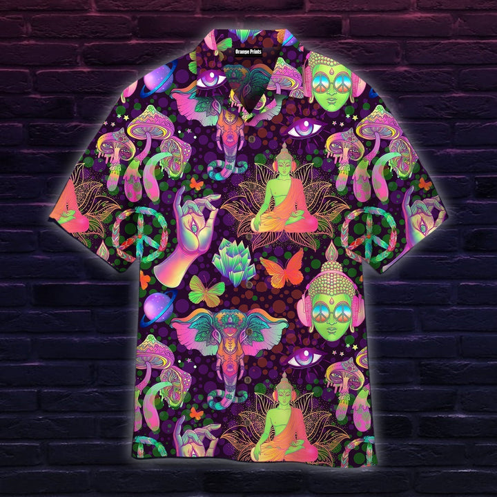 Hippie Trippy Mushrooms Peace Sign Hawaiian Shirt | For Men & Women | HW1755-BehighStyle