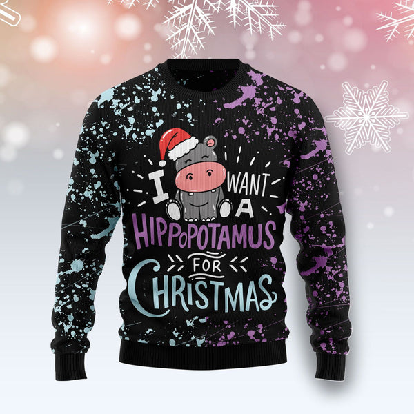 Hippo Xmas Ugly Christmas Sweater | For Men & Women | Adult | US1423-BehighStyle