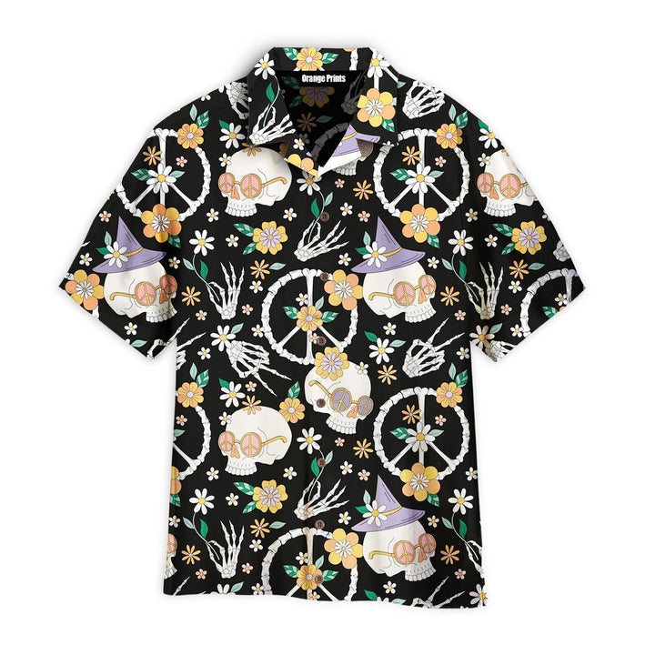 Hippy Bony Halloween Skull Peace Hawaiian Shirt | For Men & Women | HW2583-BehighStyle