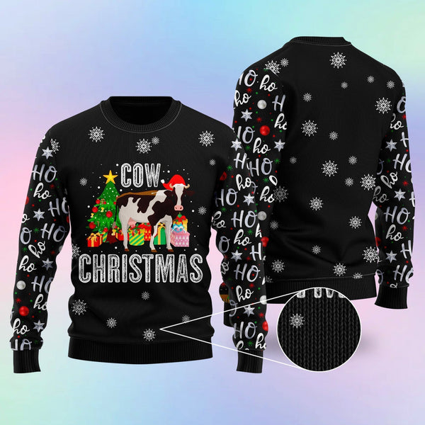 Ho Ho Ho Cow Christmas Ugly Christmas Sweater | For Men & Women | Adult | US1514-BehighStyle