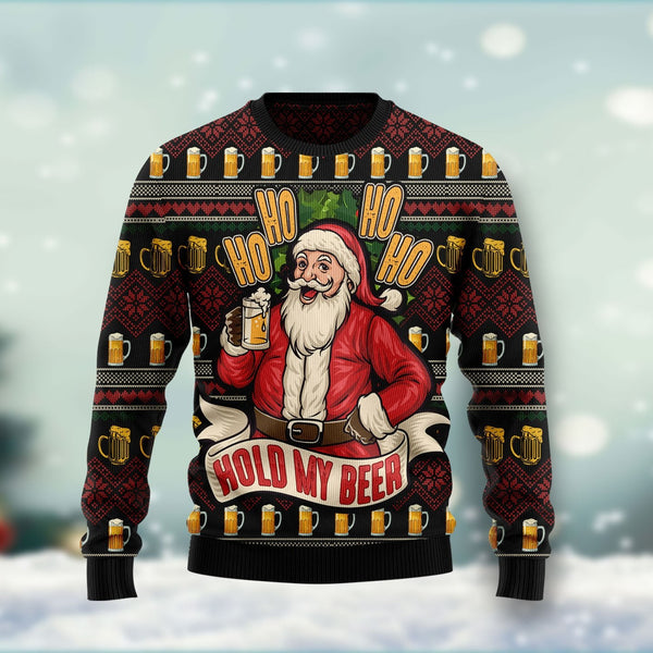 Ho Ho Hold My Beer Santa Christmas Ugly Christmas Sweater | Adult | US1738