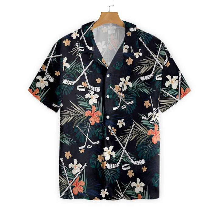 Hockey Tropical Black & Blue Hawaiian Shirt | For Men & Women | HW1568-BehighStyle