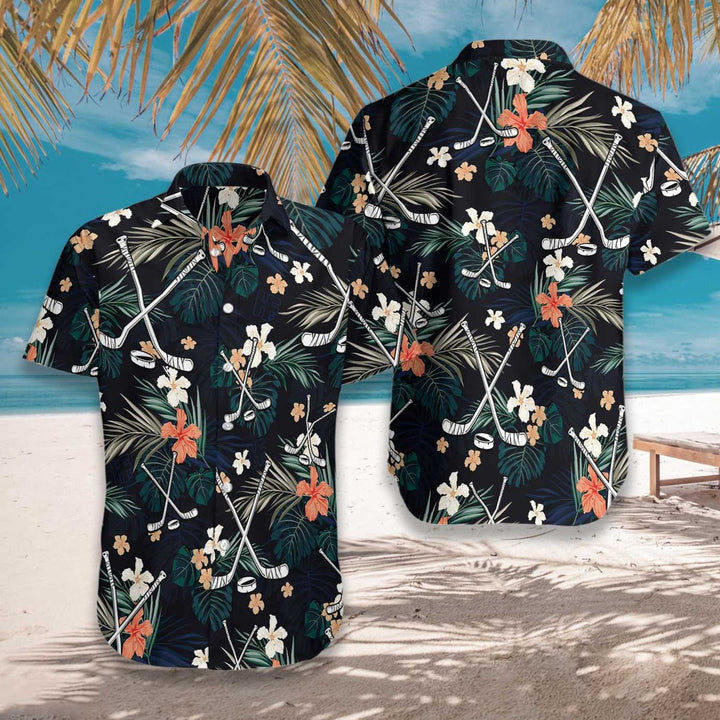 Hockey Tropical Black & Blue Hawaiian Shirt | For Men & Women | HW1568-BehighStyle