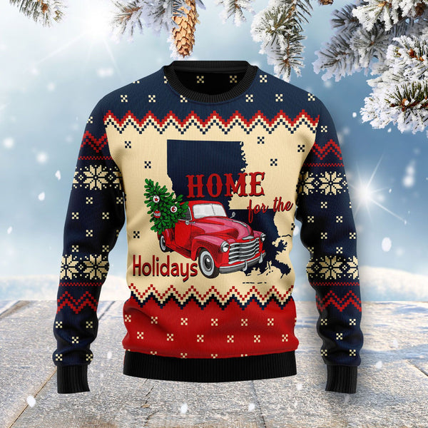 Home For The Holidays Louisiana Xmas Ugly Christmas Sweater | For Men & Women | Adult | US1036-BehighStyle