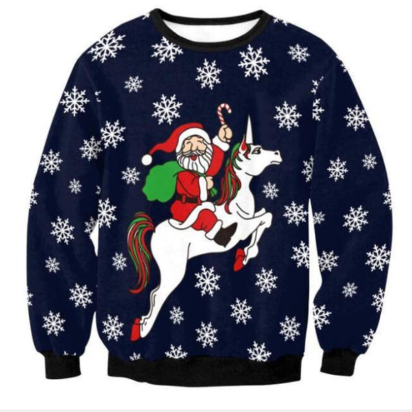 Horse And Santa Claus Christmas Ugly Christmas Sweater | For Men & Women | Adult | US1295-BehighStyle