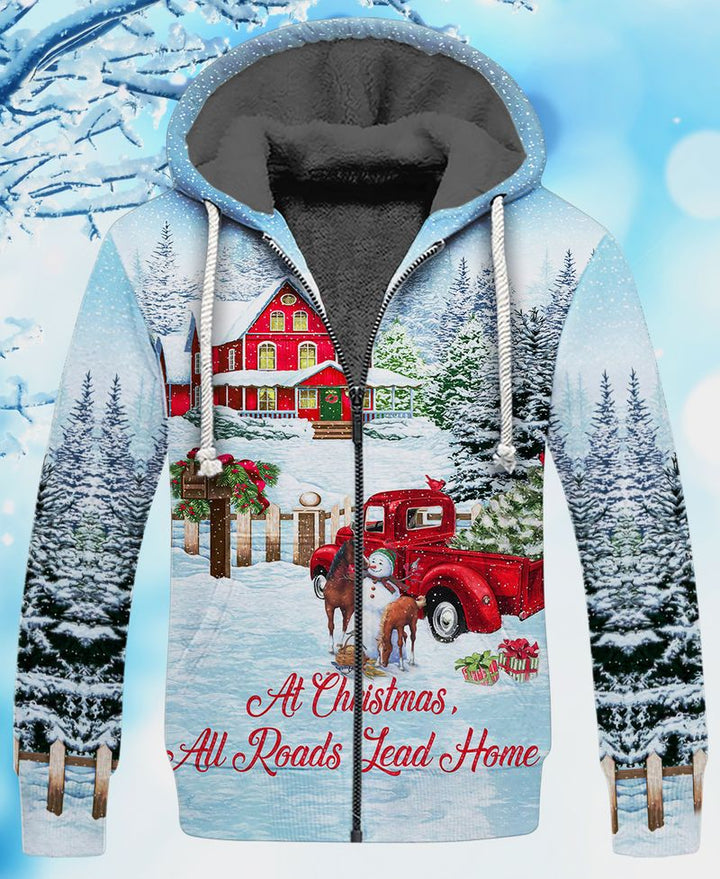 Horse Beautiful Christmas Fleece Zip Hoodie All Over Print | For Men & Women | FZ204-BehighStyle