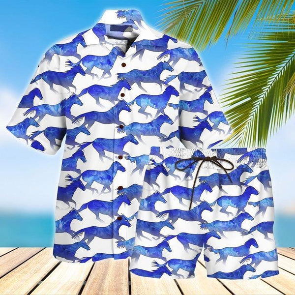 Horse Blue Hawaiian Shirt Set | For Men & Women | HS130-BehighStyle