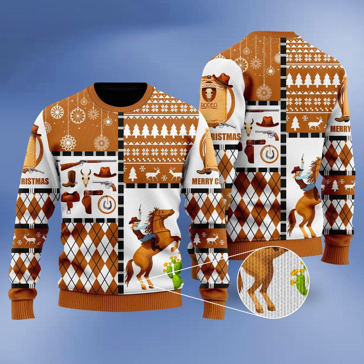 Horse Cowboy Merry Christmas Ugly Christmas Sweater | For Men & Women | Adult | US1139-BehighStyle