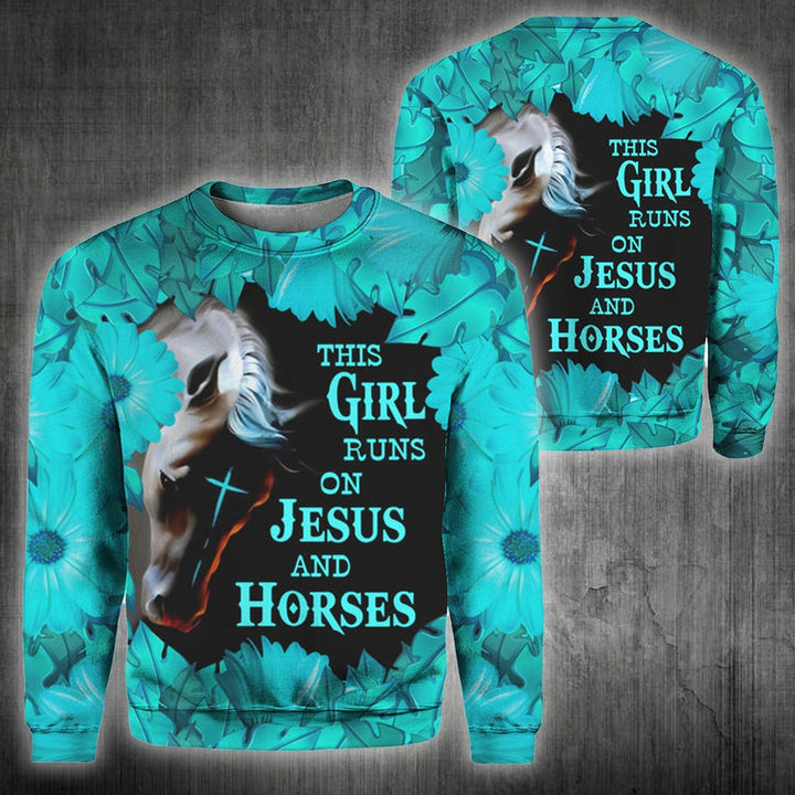 Horse Gift Idea This Girl Runs On Jesus Cool 3D All Over Print | For Men & Women | Adult | HP708-BehighStyle